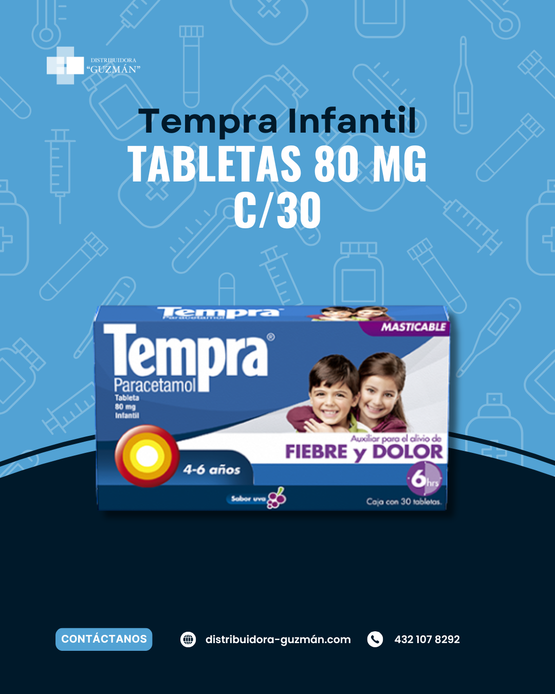 Tempra Infantil Tableta C/30 Tab en Guanajuato | Distribuidora Guzmán